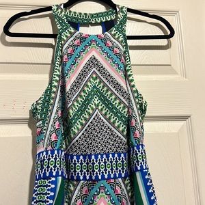 Eliza J  Print Asymmetrical V Hem long dress